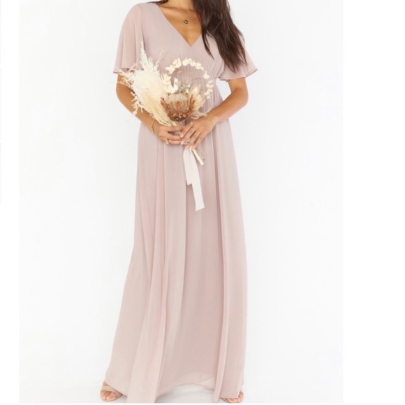 Show Me Your Mumu Emily Empire Maxi Dress Soft Beige NWT - Picture 2 of 10